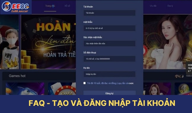 Faq - tạo và đăng nhập tài khoản EE88